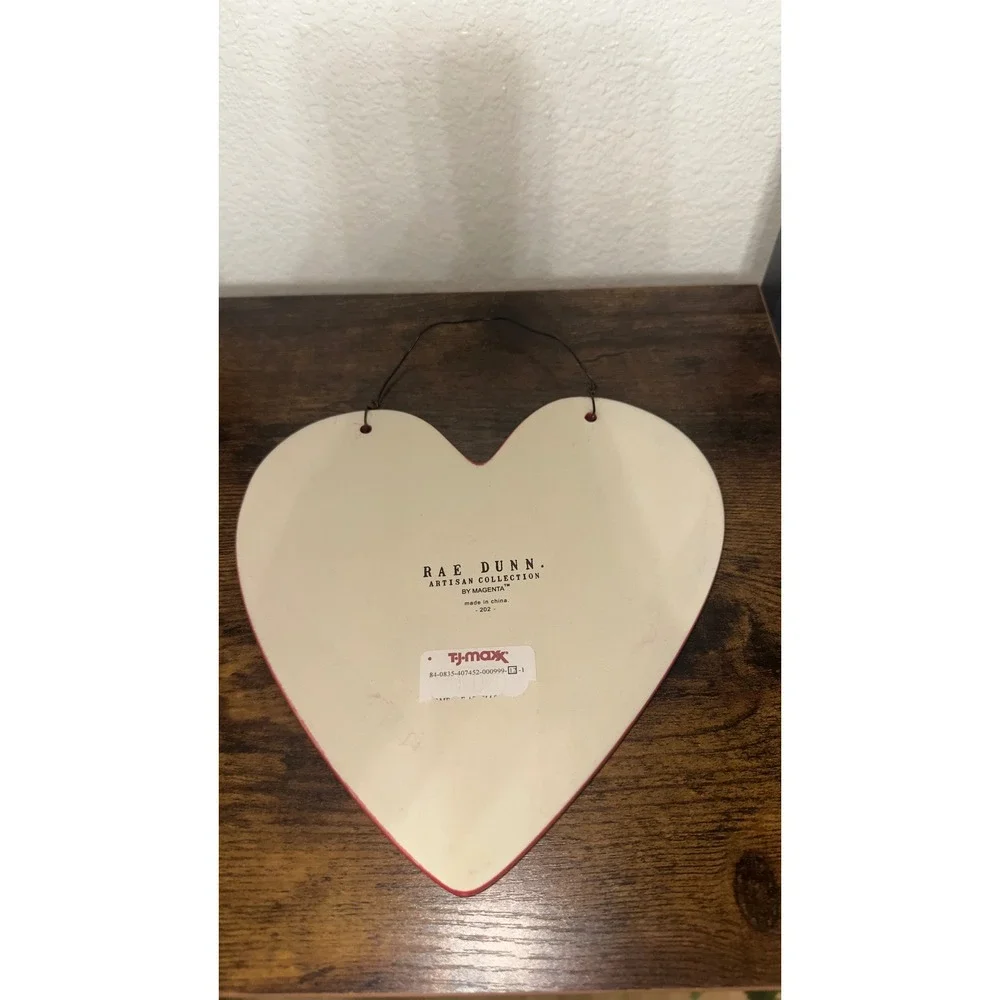 Rae Dunn Cutie Pie Red Ceramic Heart Wall Hanging Sign Magenta Artisan Collectio